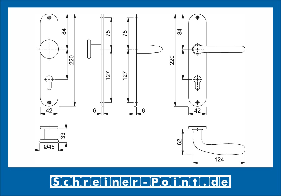 Hoppe Cardiff Edelstahl Langschildgarnitur F69 E1850Z/302, 2423656, 3039550, 2423699, 2423701, 3039568, 2423736, 3216288